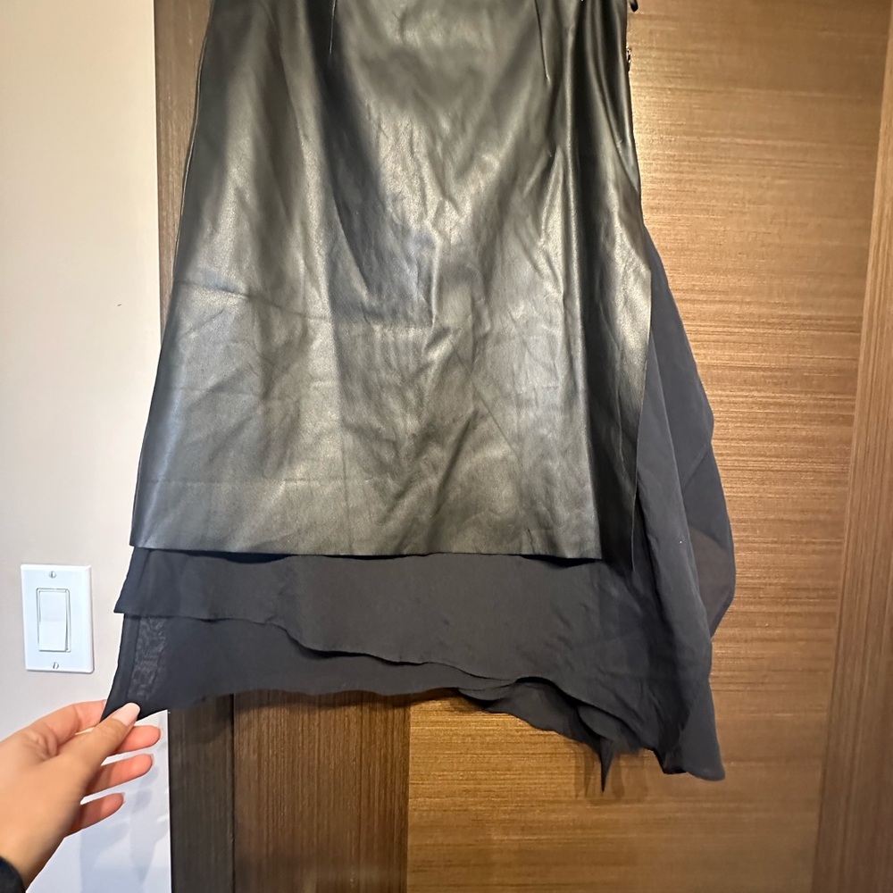 NWT Cedric Charlier Black Leather skirt SIZE 40